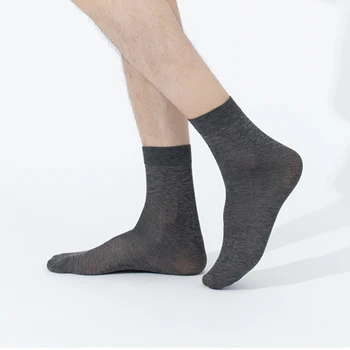 10 parova/lot Tanke muške Čarape Poslovne Svilene Čarape Muške Ljetne Duge Čarape, Posada Crno Bijeli Calcetines Meias
