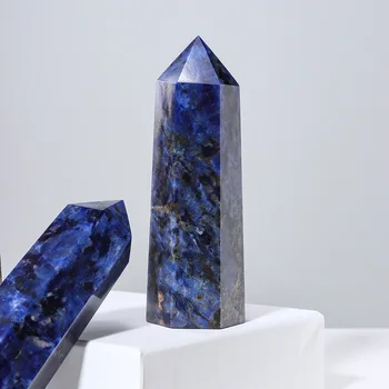1pc Prirodni Dragulj Содалит Crystal Spot Polirani Plavi Kvarc Obelisk Energija Liječeći Kamena Dekoracija Za Dom