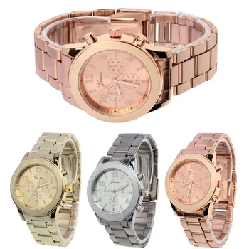 2019 Женевские satovi Visoke Kvalitete Kvarcni ručni sat od nehrđajućeg Čelika Женевские satovi satovi od ružičastog zlata Reloj Mujer Sat