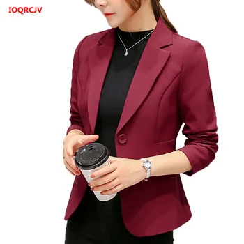 2020 Ženski blazer Roza blazers s dugim rukavima Monotone kaput na jedan preklopni Tanka ured za ženska jakna Ženske majice Odijelo Blazer Ženske jakne