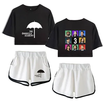 2021 Akademija kišobrani Komplet od 2 predmeta Majica sa po cijeloj površini Ulica odjeća Majice+ Kratke hlače Za djevojčice Seksi Sportska odjeća prozračne Ljetne kratke hlače