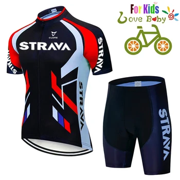 2021 Dječji komplet biciklističke dres za dječake kratkih rukava Ljetna biciklistička odjeća STRAVA MTB Ropa Ciclismo Dječje biciklistička odjeća Sportska odijelo