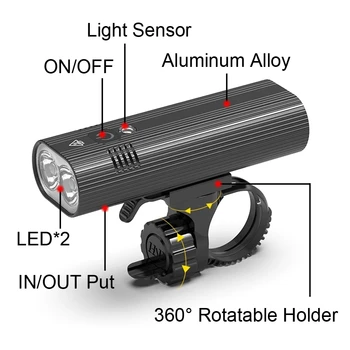 2021 Inteligentni Senzor Biciklistička Fenjer L2 USB Punjiva Bicikl Prednji Stražnja svjetla Kit Vodootporna LED Biciklistička Svjetiljku, Pribor za bicikl