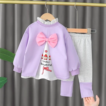 2021 Jesen kompleti odjeće za djevojčice Baby Slatka crtani držači cvijeće s lukom Majica Hlače Dječje Casual odjeća dječji odijelo