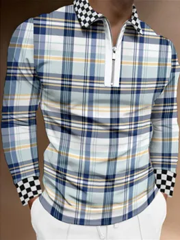 2021 Ljetna moda Kolaž muške polo majice Svakodnevne s odbačenost ovratnik na munje Dizajn Majice s dugim rukavima Harajuku Muška majica