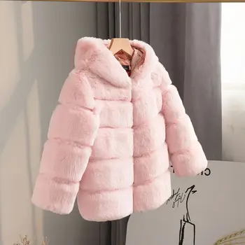 2021 Nova dječja odjeća za djevojčice sa zadebljanjem Dječje jesensko - zimska jakna sa kapuljačom od umjetnog krzna zeca Rex