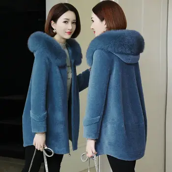 2021 Nove ženske zimske tople debeli kaput od krzna Donje dugi kaput s odbačenost ovratnik Ženska topla odjeća Casaco Feminino Q211