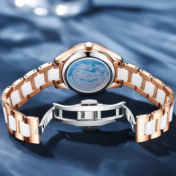 2021 Novi dizajn mehanički satovi Ženski Luksuzni Top Brand Keramičkih čelik s dijamantima Datum Ženske automatski ručni sat Odijelo