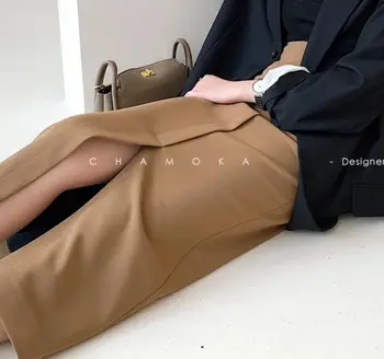 2021 proljeće i Jesen vintage ol ženska suknja s visokim strukom paket bedra split olovka suknje