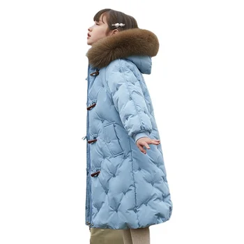 2022 Novi zimski пуховик za djevojčice od krzna s kapuljačom dugu jaknu, kaput za djevojaka 5-14 godina Parka dječja odjeća