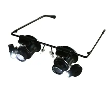 20X LED Dual Popravak Očiju Povećalo Naočale Mini-Povećalo Objektiv Povećalo Svjetlosni Sat Mikroskop Mjerni Alati Eyewea