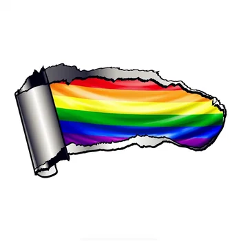 20x10,9 cm 1 Kom. Broken Otvorena Rana Rastrgano Metalni Dizajn s LGBT-Gay-ponosan Rainbow Zastava Vanjska Vinil Naljepnica za automobil