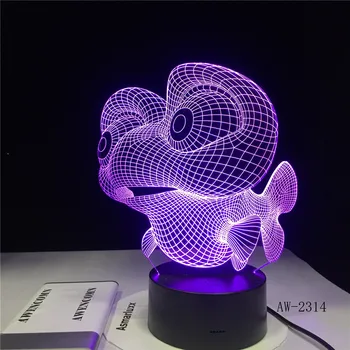3D LED Veliki Oka Ribe Oblik Lampe za USB Nightlight 7 Boja Promjena Spavaća soba Home Dekor Putovanja Dječje Poklon Igračka AW-2314