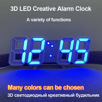 3D Veliki LED Digitalni Zidni Sat Datum noćno svjetlo Zaslon Društvene Stolni Satovi USB Elektronski Svijetleći Alarmi Kućni Dekor