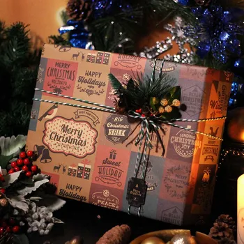 73*51 Cm Božićni Poklon Pakiranje Papira Klasicni Kraft-Poklon Papir Za Pakiranje Kutija Za Svadbene Zurke Poklon Pakiranje Papira