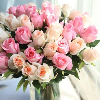 9 kom./lot umjetno cvijeće ruže s dugim granama kućni blagi ukras svadbena svečanost s cvijećem prometni cvijeće faktor
