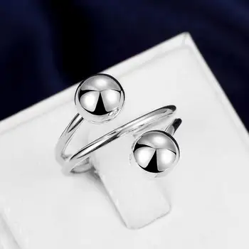 925 sterling srebra fin prsten sa kuglicama za žene Moda college vjenčanje college dizajnerske nakit Ovjes par poklona veličina 8
