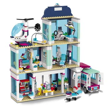 932 kom. Model Gradske Bolnice Heartlake Gradivni Blokovi Prijatelji Djevojčice Cigle, u skladu s Figurice, Igračke Za Djecu