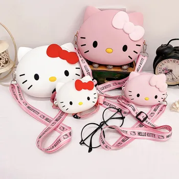 Anime Hello Kitty Lutka Kawai Санрио Djevojčica Slatka Silikonska torba Crtani Anime Na jedno rame Moderan torba-instant messenger Igračke Poklon