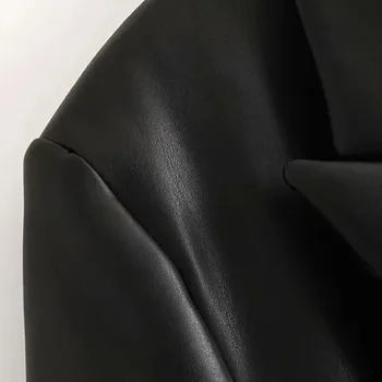 BBWM 2021 Ženska elegantna zračne umjetna crna ulica kožna jakna Ženska Vintage ured lady однобортный blazer Casual top