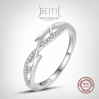 Beitil Geometrijski Blokiranje Linije Prsten 925 Sterling Srebra Za žene Vjenčanje Prst Večernji Modni nakit