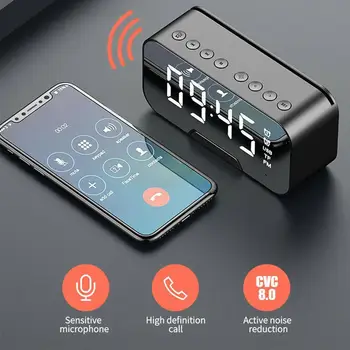 Bežični Zvučnik Bluetooth Alarm Višenamjenski Radio Budilica E Led Satovi Kozmetički Digitalni Stol Fm Mirro E6z6