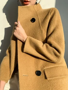 Bilateralna кашемировое kaput za žene srednje i duge dužine 2021 novi popularni korejski vune kaput od alpaka albaca zima