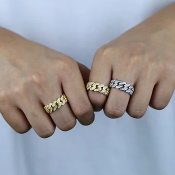 Bling bijela kubni cirkonij utro Miami Kubanske karika lanca prsten za žene hip - hop Zaručnički prsten modni prsten na prst za vjenčanje