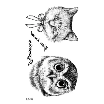 Body art vodootporan privremene tetovaže za muškarce i žene jednostavan dizajn mačka i sova mala tetovaža naljepnica na veliko RC2258