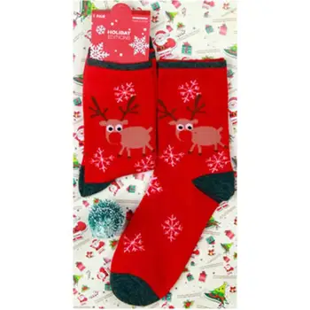 Božićne čarape Zimske Božić Toplo za noge Božić Sob Pahuljica Odmor Crvene Čarape s cartoonish po cijeloj površini