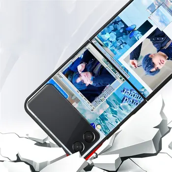 Crna Torbica za Samsung Galaxy Z Flip 3 5G Kompletna Zaštitna navlaka za Samsung Z Flip 5G Torbica za mobilni Telefon Kpop Ateez Hansome Boy