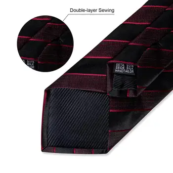 Crnci crvene prugaste kravate za muškarce Formalno vjenčanje college Kravata za vrat Broš Skup Muških kravata Džep trg manžete Gospodo pribor kravata