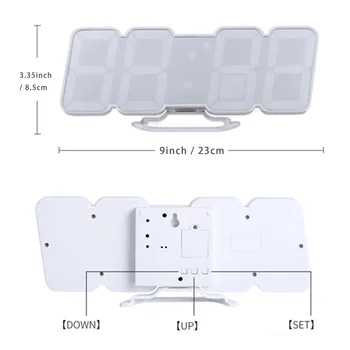 EAAGD 3D Bežični Daljinski Digitalni Zidni sat za alarm,115 varijacije boja led digitalni, Način upravljanja glasom,Kontroler