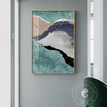 Fantastičan Umjetničkih plakata na platnu Plava rijeka s bijelim Svjetlucanje Uređenje doma Zidni paneli za dnevni boravak Nodic Platnu Slikarstvo