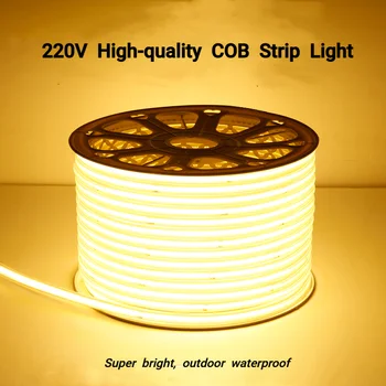 Fleksibilna Led Traka COB AC 220 Vodootporne Linearna led Traka Žarulja za kućnu Unutarnje Vanjske dekorativne rasvjete Diy 0,5 M 5 M 10 M