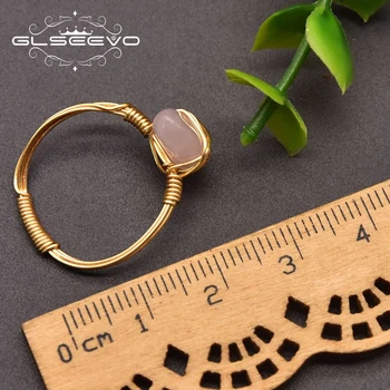 Glseevo Prirodni prsten od ružičastog kristala ručni rad s dragim kamenjem za ženske Vjenčanja, Zaruka, Visoke kvalitete, Moderan poklon nakit GR0284G