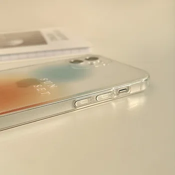 Gradient Procvat Zalazak sunca Torbica za telefon iPhone 12 11 Mini Pro Max X XS XR 8 7 Plus SE 2020 Mekana silikonska kapa TPU Shell Capa