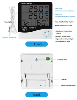 High-end LCD zaslon Elektronski Digitalni Unutarnji Vanjski Termometar Hygrometer Mjerač temperature i Vlage HTC-1 HTC-2 TPM-10