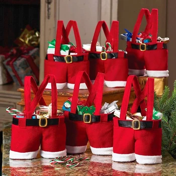 Hlače Santa Poklon torba Slatka Crvena Torba Elf Džep Kreativni Polica za boce Vina Poklon torba za čokolade Božićno drvce Božićni ukras kuće