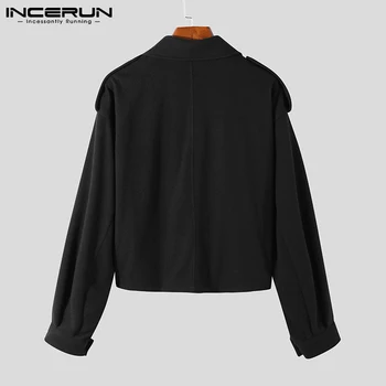 INCERUN Vrhovima 2021 Nove muške elegantne jakne u korejskom stilu s velikim lapels, kratki kaputi, jakne, Slobodan za odmor, monotone kaput S-5XL