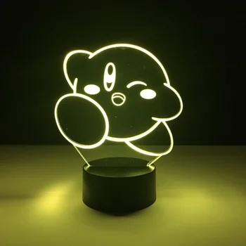 Kirby 3D LED Žarulja Anime Slika Promjena Boje noćna lampa i Uređenje Prostorija Za Rođendan Božićni Poklon