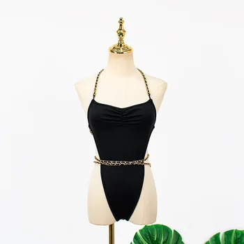 Komplet od 2 predmeta Za žene 2022 Korejski Фризия Crni Seksi kupaći kostim s otvorenim leđima+ Duge mrežaste suknja od dva predmeta Setove ljetne odjeće za žene