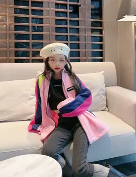 Korejski djevojka Modne Jakne munje 8 od 10 godina Jesensko-zimski runo odjeća za djevojčice-mlade
