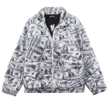 Krzneni zimska jakna za muškarce Hip-hop Grafiti Razbojnik s po cijeloj površini novčanice Svakodnevno kaput Za žene ulica odjeća Harajuku Jesen odjeća od vune