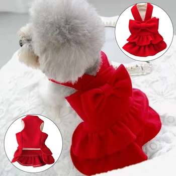 Kućni ljubimac Štene Crveno Božićna haljina za pse Kostimi Odjeća za Pse Santa Odjeća Topla Odjeća za kućne ljubimce Zima jesen odijelo