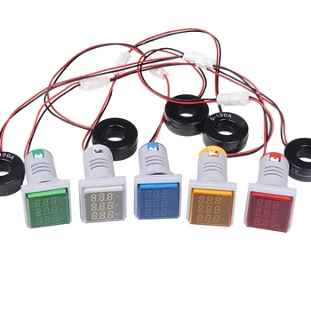 Kvadratni LED Digitalni Voltmetar Ampermetar Mjerač Herz Signalne Svjetiljke Napon Frekvencija Struje Kombinirani Mjerač Mjerač Tester