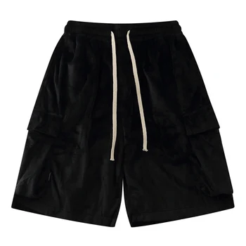 Lacy gaćice-teretni Harajuku Hip-hop Bočni džepovi Baršun široke kratke hlače Trendy Ljeto slobodan ulične muške hlače
