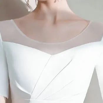 LAMYA Plus Size Jednostavno атласное haljinu za prom rukav Donje vjenčanje večernja haljina Bijela haljina vestido de festa Aplike iz večernje haljine