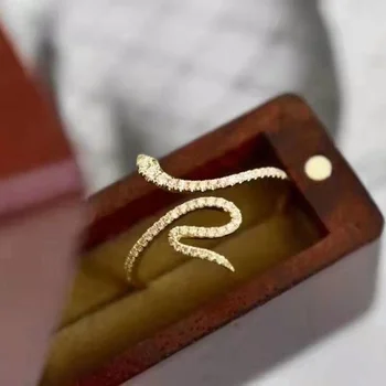 Luksuzno Punk-prsten od 18-karatnog Zlatni prsten-zmija za žene Prsten na prst Jednostavan prsten Fin nakit Poklon za djevojku Обещающие Prsten za parove