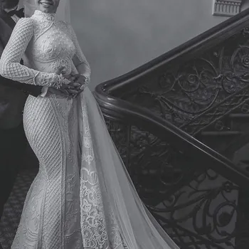 Luksuzno Дубайское muslimansko čipkan vjenčanicu Sirena 2020 Vestido de Noiva dugi rukav Arabic vjenčanje vjenčanica Robe Mariee